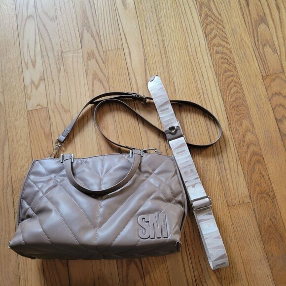 Steve Madden Quilted Taupe Handbag With Dual Handles & Detachable Strap - Picture 6 of 8
